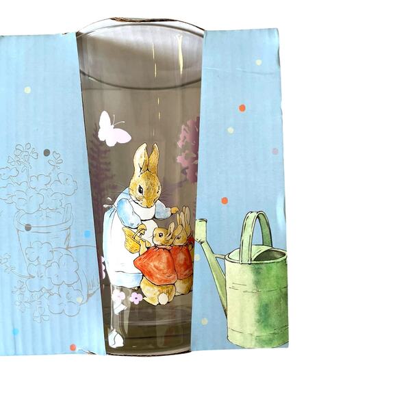 Beatrix Potter Peter Rabbit Glass Tumblers 16oz Set of 4 Spring Floral NEW - Picture 8 of 15
